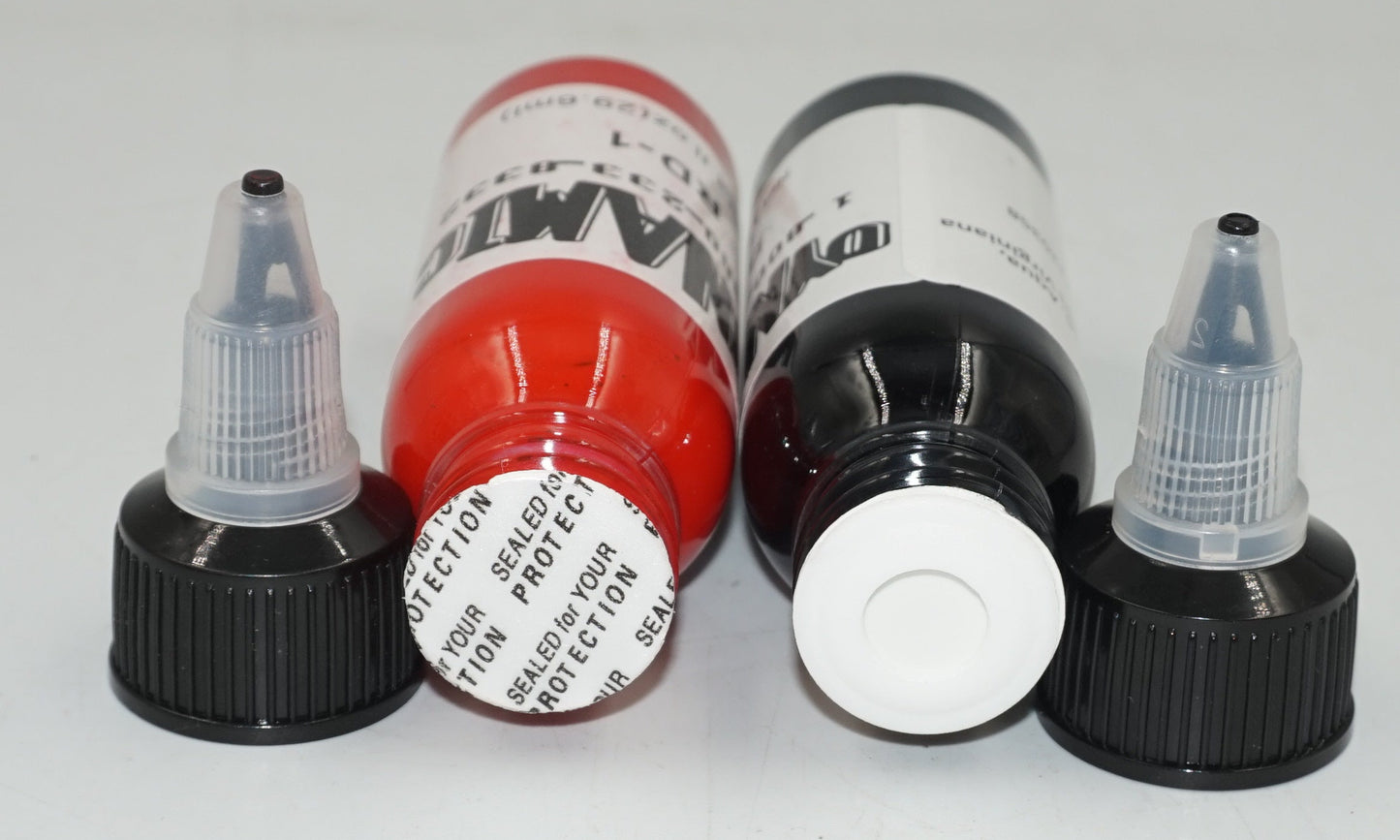 Pack of 4 Dynamic 2 red RD-1 and 2 black tattoo ink 4x29.6ml