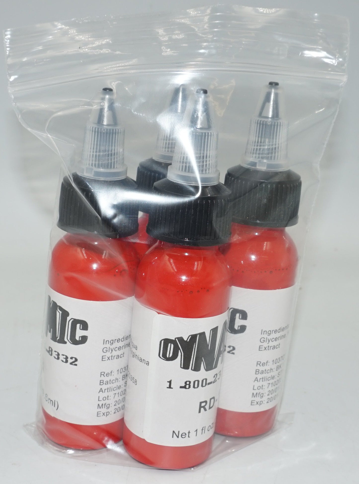 Pack of 4 Dynamic red RD-1 tattoo ink 4x29.6ml