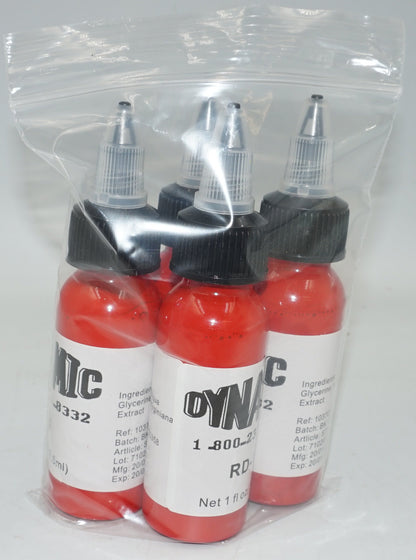 Pack of 4 Dynamic red RD-1 tattoo ink 4x29.6ml