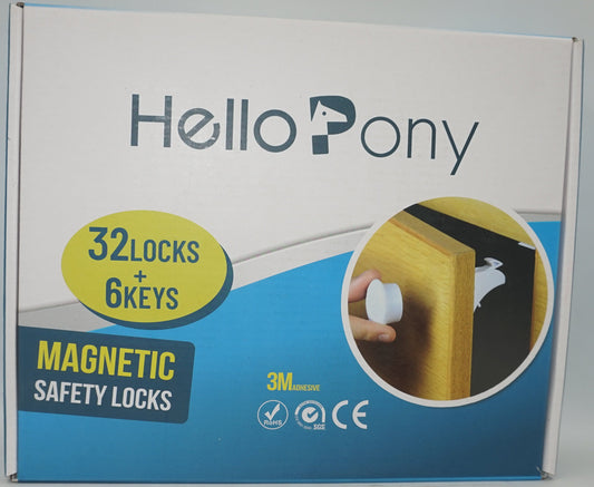 Hello pony 32 locks and 6 keys magnetic safety lock with 3M adhesive