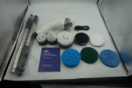 7 in 1 cordless electric spin scrubber with adjustable heads and arms