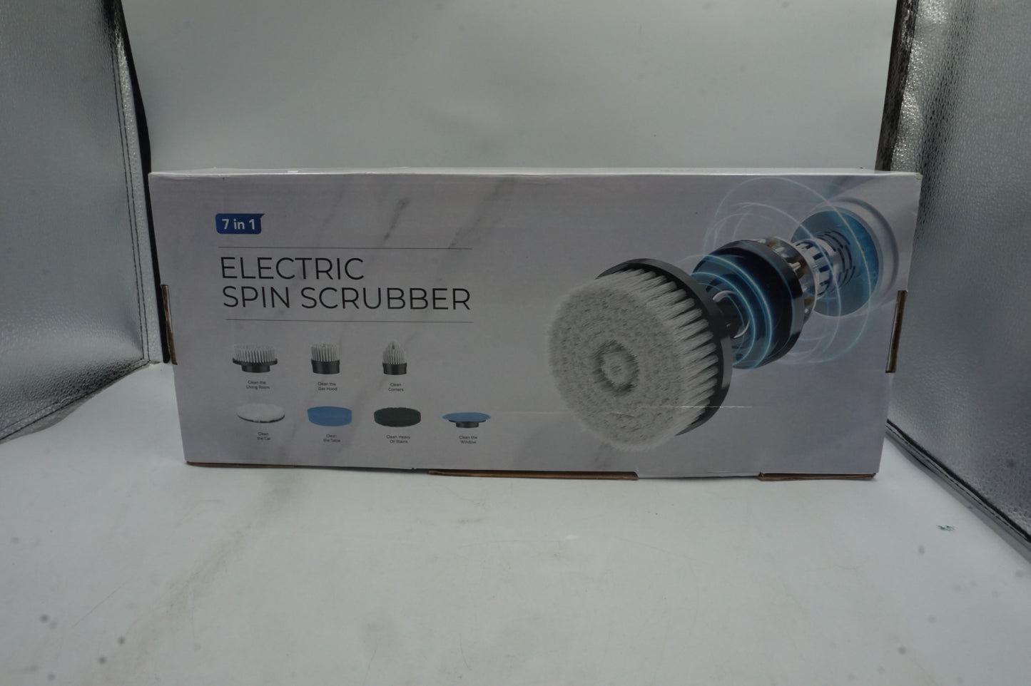 7 in 1 cordless electric spin scrubber with adjustable heads and arms