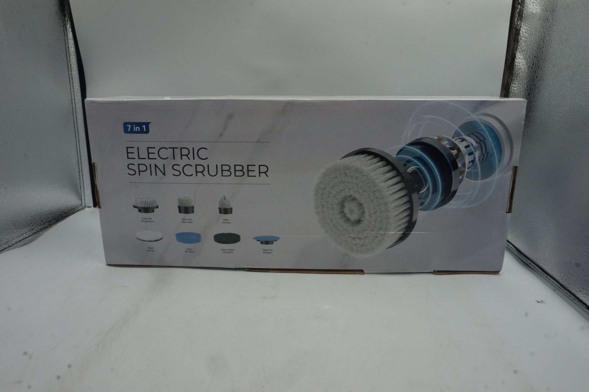 7 in 1 cordless electric spin scrubber with adjustable heads and arms