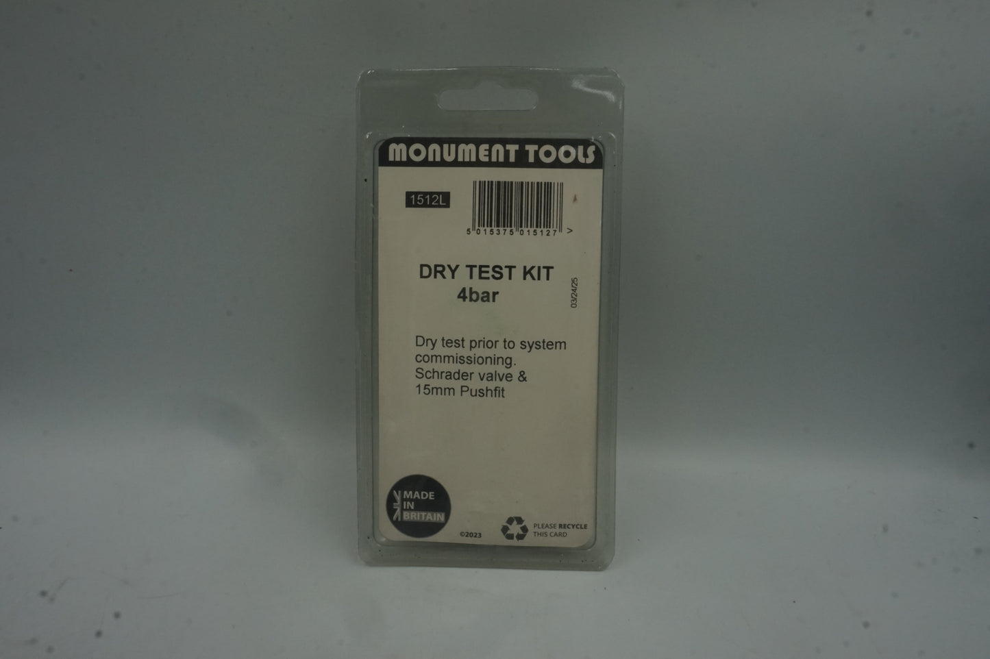 Monument Tools Dry Test Kit 4 bar 15mm pushfit 1512L