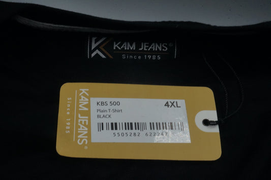 Kam Jeans black Plain T-Shirt size 4XL