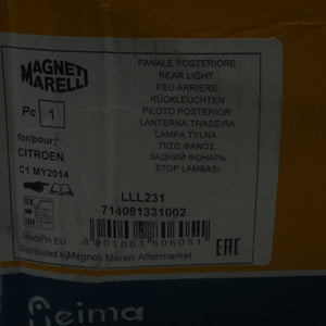 Magneti Marelli Citroën C1 2014 Rearlight 714081331002
