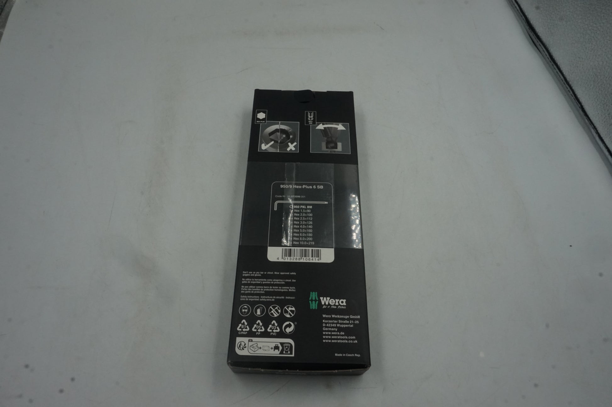 Wera 950/9 9 piece L-shaped hex-plus ball end key set