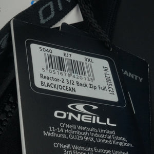 O'neill men's reactor-2 3/2mm back zip full wetsuit black/Ocean size 3XL