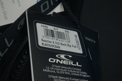 O'neill men's reactor-2 3/2mm back zip full wetsuit black/Ocean size 3XL