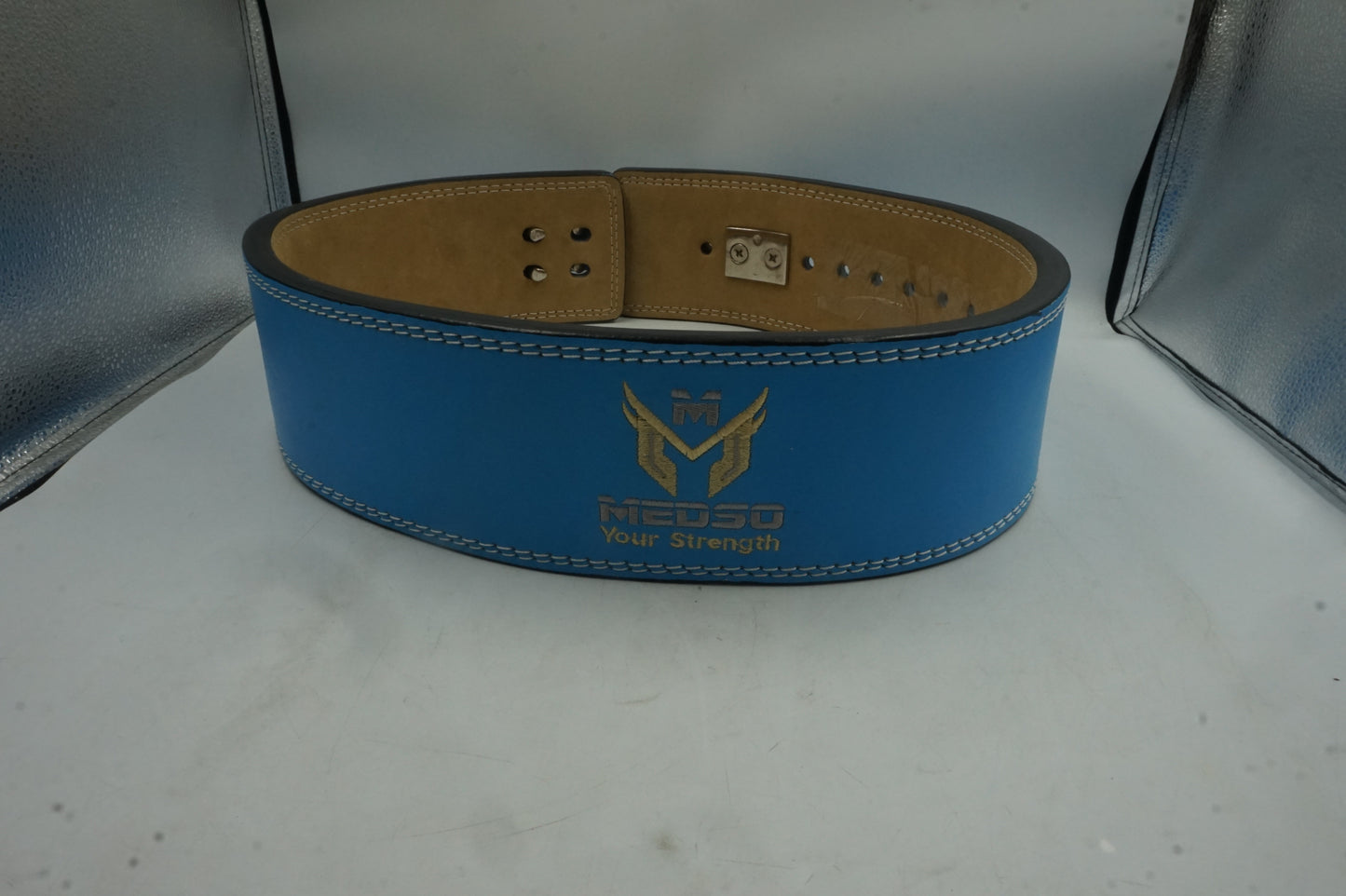 Medso large leather weightlifting powerlifting belt