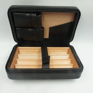 Cigarloong leather cigar humidor travel case with cigar cutter