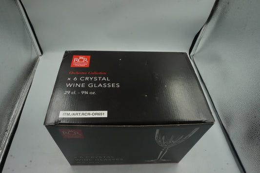 Pack of 6 RCR orchestra collection wine glasses 9 3/4 oz