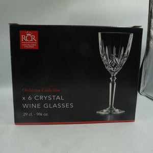 Pack of 6 RCR orchestra collection wine glasses 9 3/4 oz