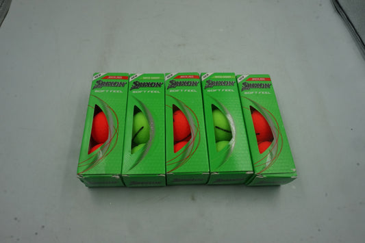 Mixed Pack of 5 Srixon 15 soft feel brite green & red golf balls