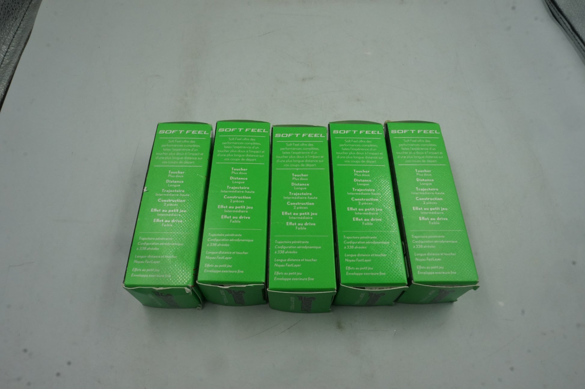 Mixed Pack of 5 Srixon 15 soft feel brite green & red golf balls
