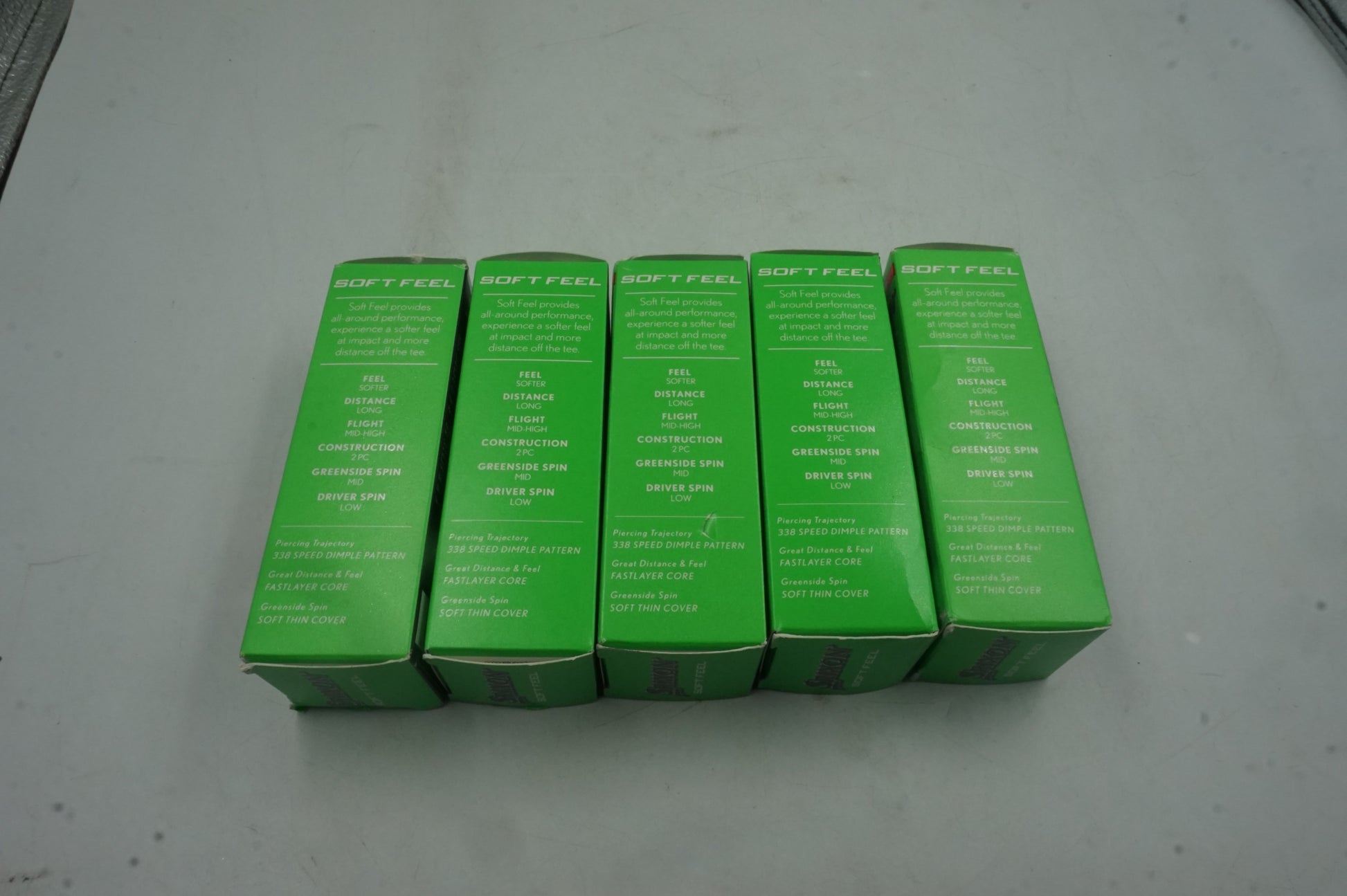 Mixed Pack of 5 Srixon 15 soft feel brite green & red golf balls