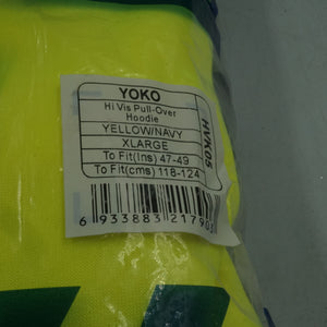 YOKO yellow Hi vis pull-over hoodie size XL