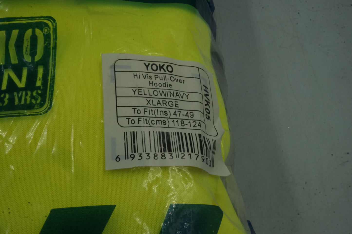 YOKO yellow Hi vis pull-over hoodie size XL