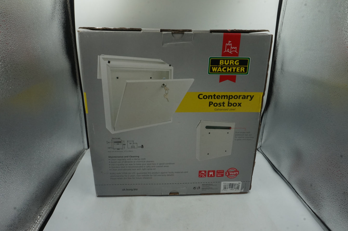 burg Wachter galvanised steel contemporary post box size 368X368X116mm