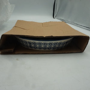 Nicola sprint patterned plant pot blue print/blue rim 20.5cm