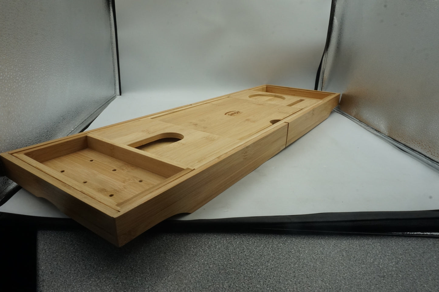 Simpa natural bamboo extendable bathtub caddie tray