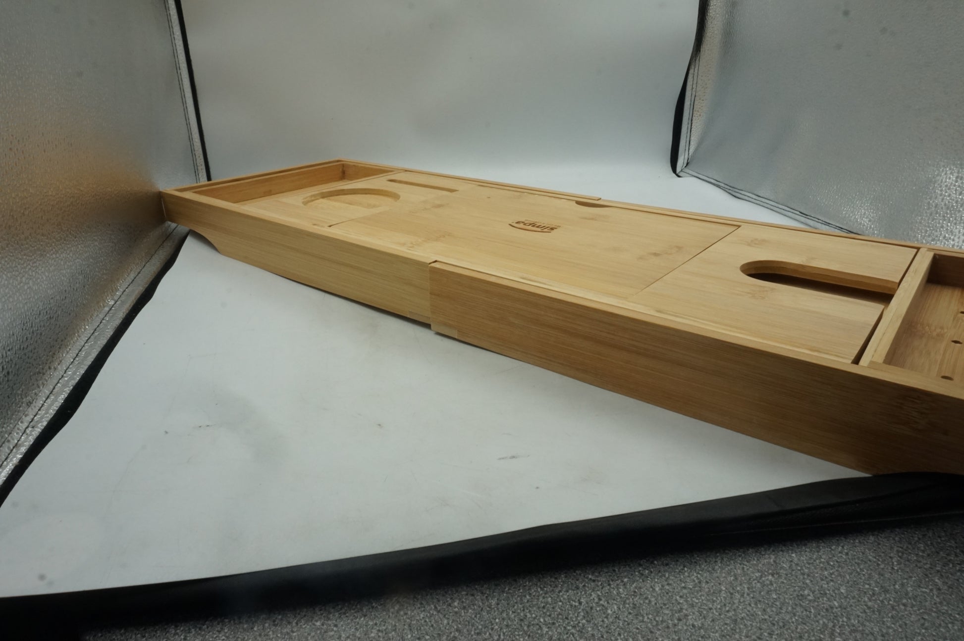 Simpa natural bamboo extendable bathtub caddie tray