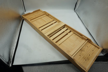 Simpa natural bamboo extendable bathtub caddie tray