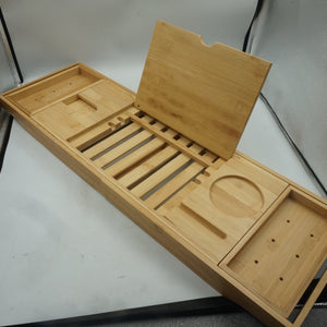 Simpa natural bamboo extendable bathtub caddie tray