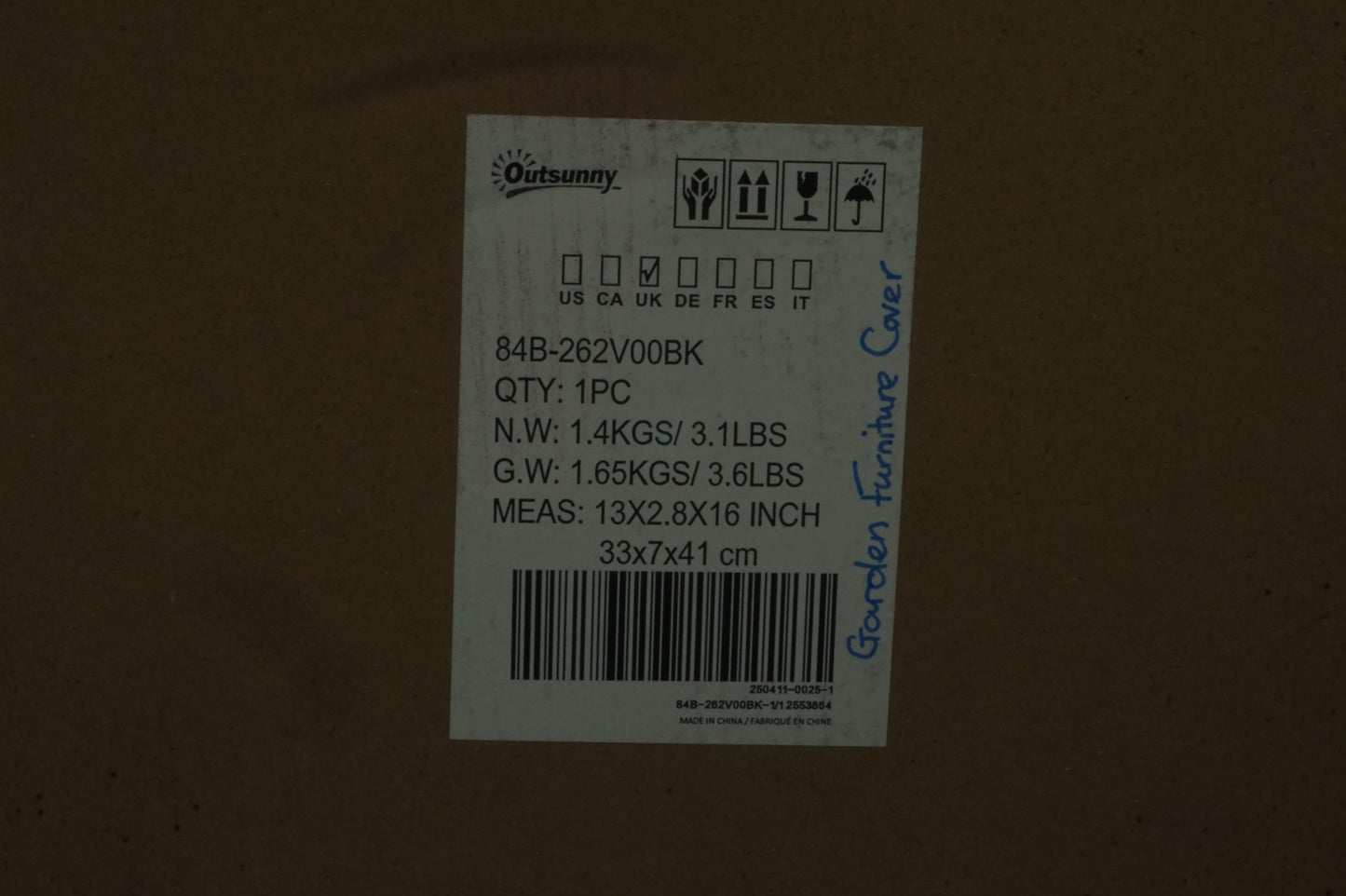 Outsunny garden waterproof furniture cover 84B-262V00BK