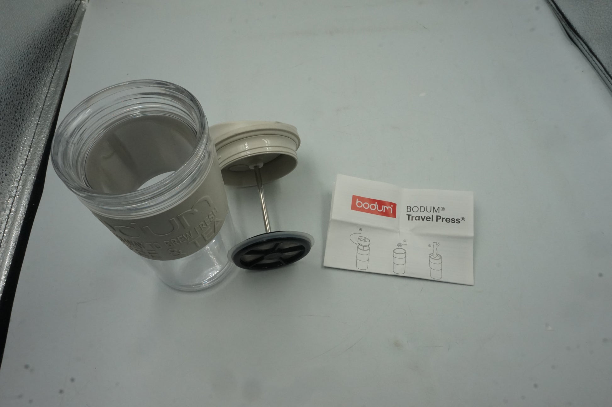 Bodum glass travel coffee press mug