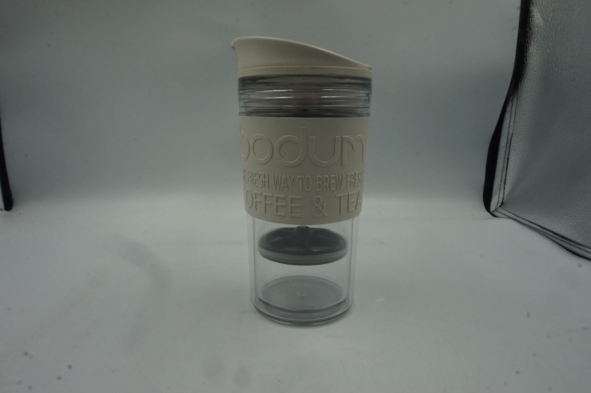 Bodum glass travel coffee press mug