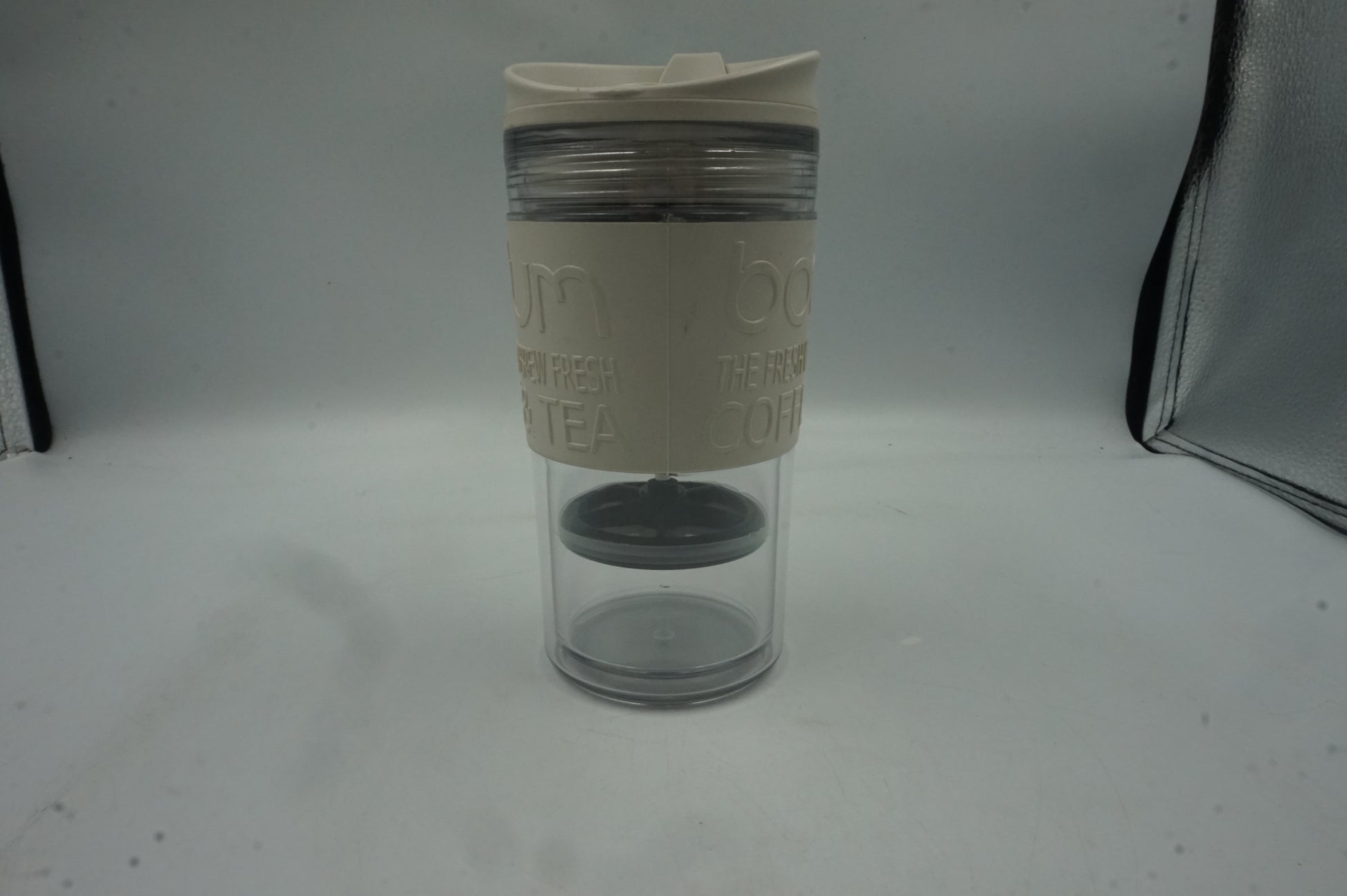 Bodum glass travel coffee press mug