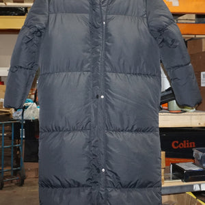 Threadbare maxi puffer coat with hood in black-UK12