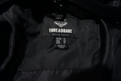 Threadbare maxi puffer coat with hood in black-UK12