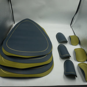 set of 6 blue and green leather placemats 44X37cm and coasters 13.5X11.5CM