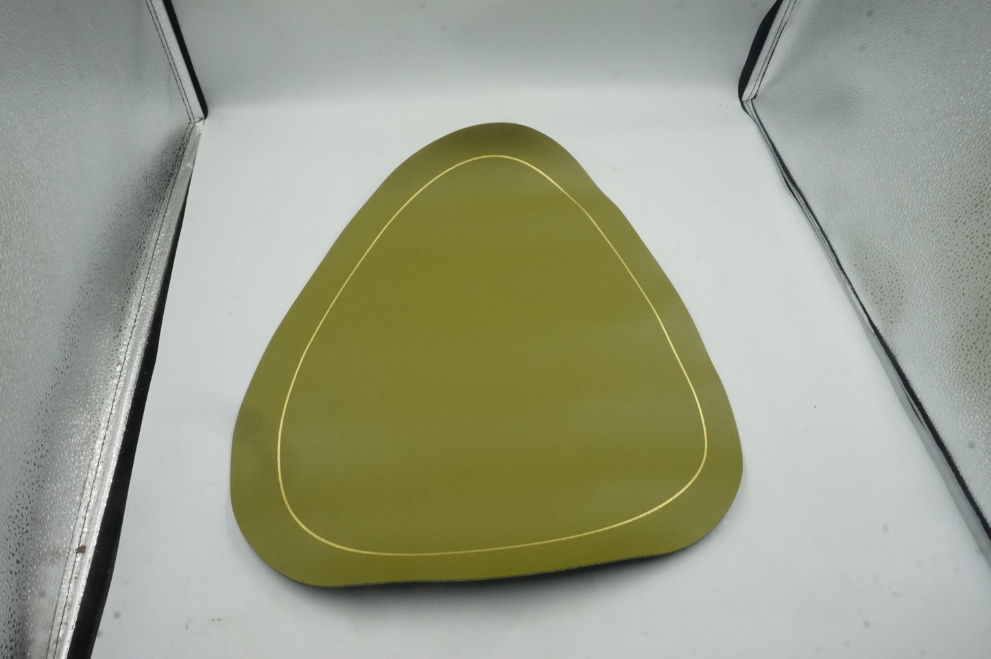 set of 6 blue and green leather placemats 44X37cm and coasters 13.5X11.5CM