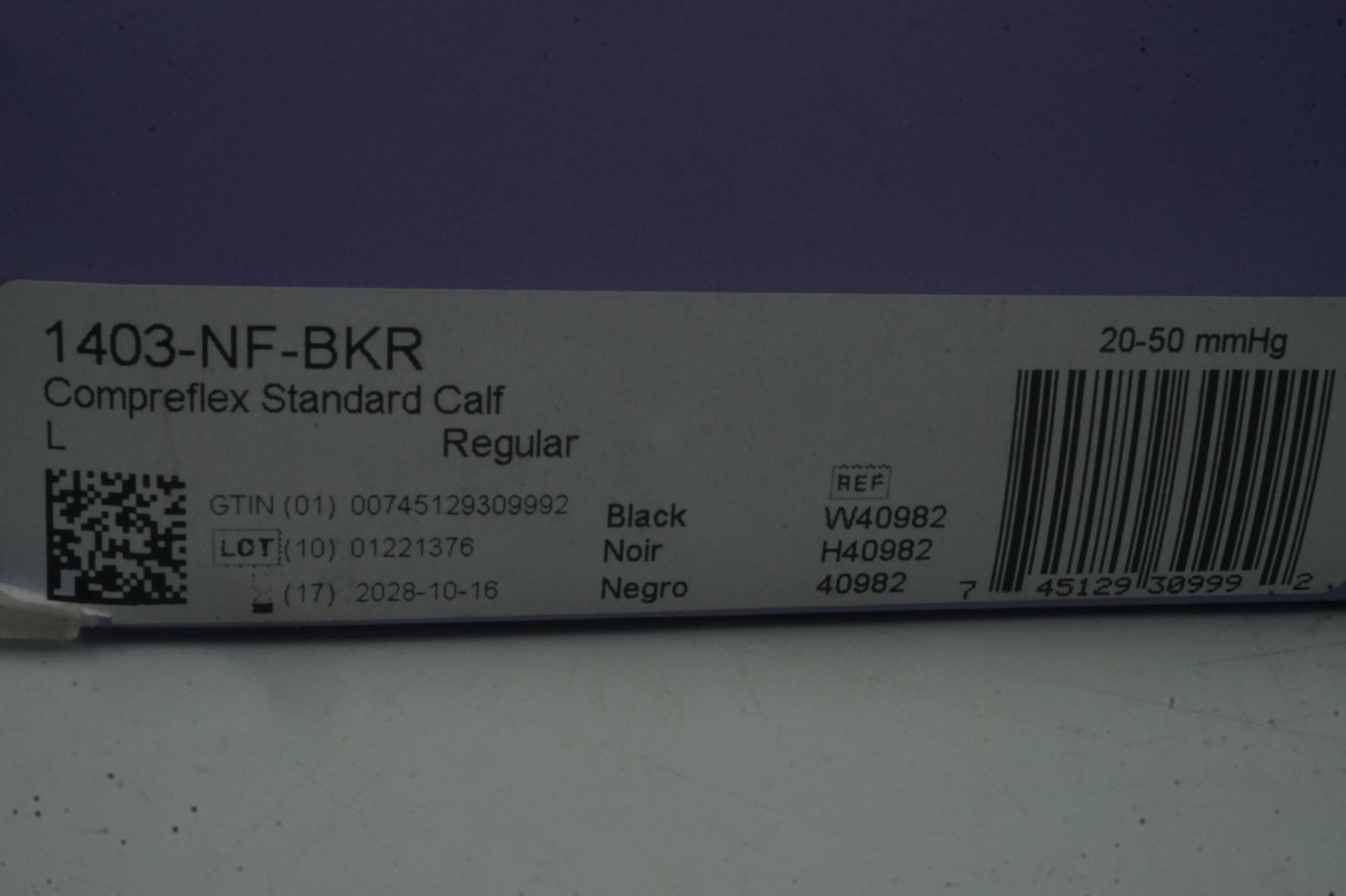sigvaris compreflex standard size regular L black 1403-NF-BKR