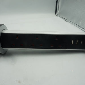 pull up power socket with 3 plugs, 2 USB ports and 1 USB-C port