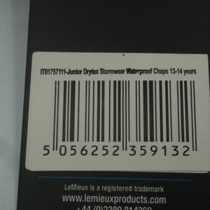 LeMieux stormwear junior waterproof horse riding chaps 13/14years
