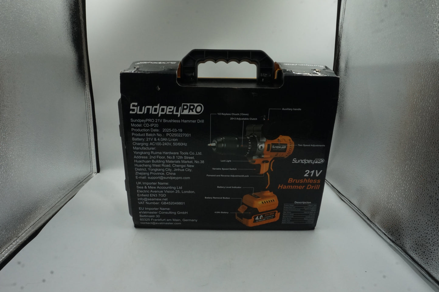SundpeyPro 21V cordless brushless hammer drill