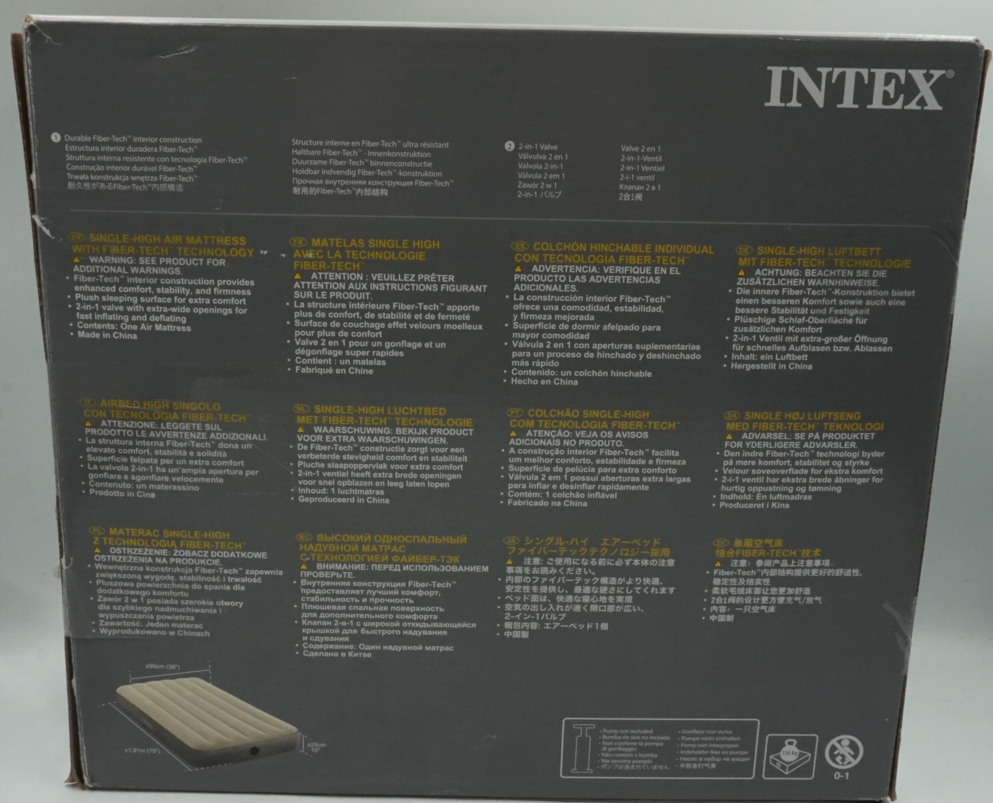 intex dura beam standard single high air mattress size twin