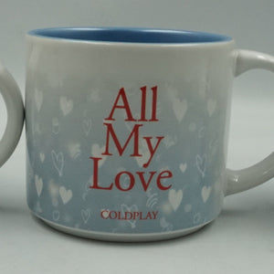 set of three coldplay all my love mugs