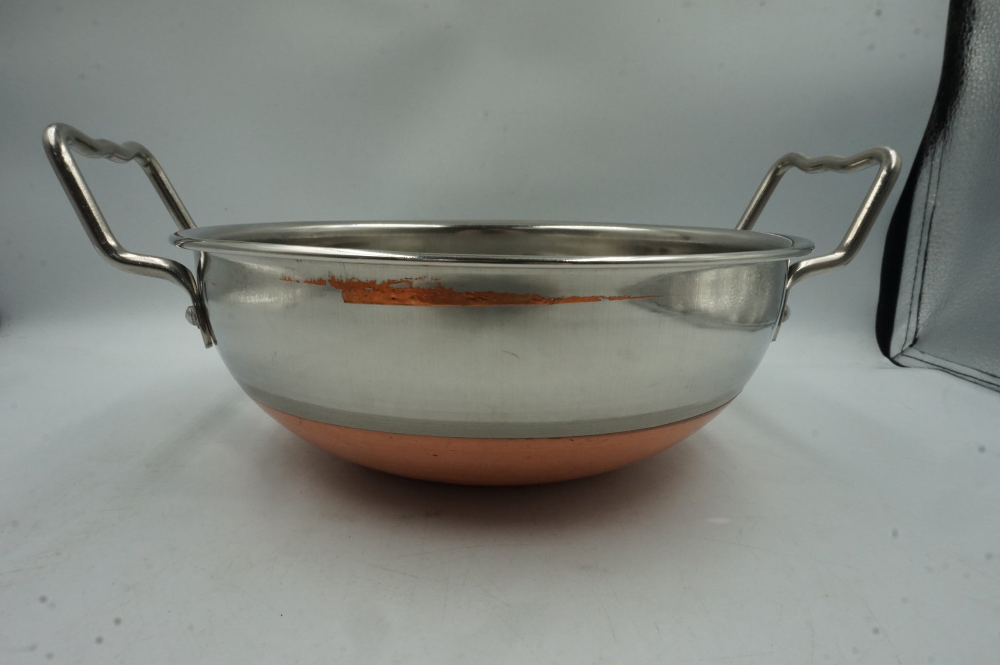 stainless steel copper bottom kadai cooking pan 23cm