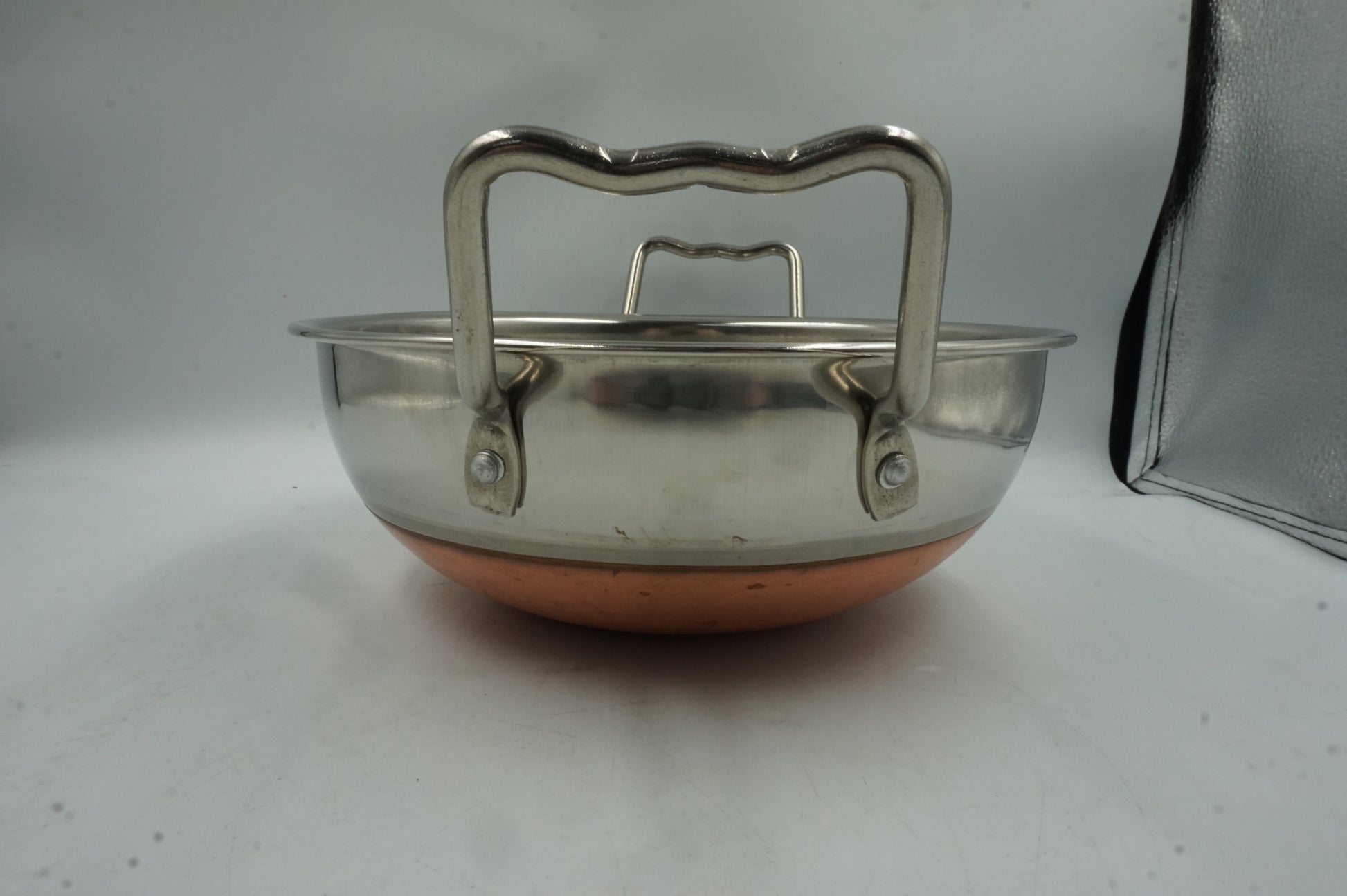 stainless steel copper bottom kadai cooking pan 23cm