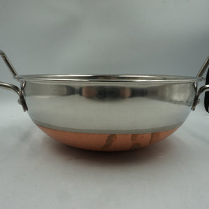 stainless steel copper bottom kadai cooking pan 23cm
