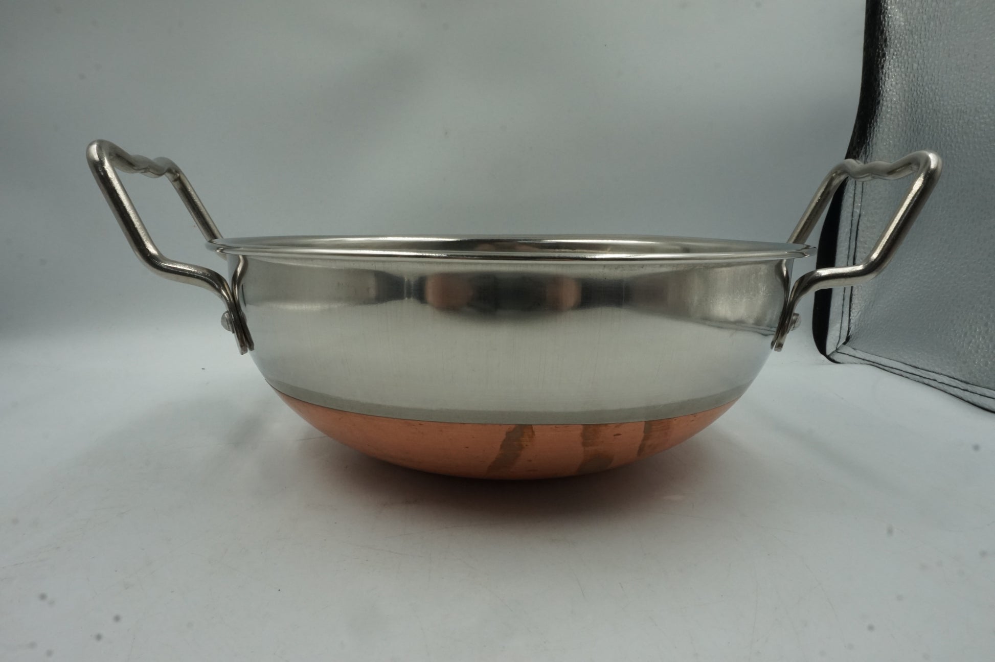 stainless steel copper bottom kadai cooking pan 23cm