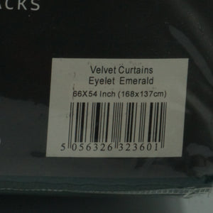 unbranded eyelet emerald velvet window curtains with 2 tie backs 66X54