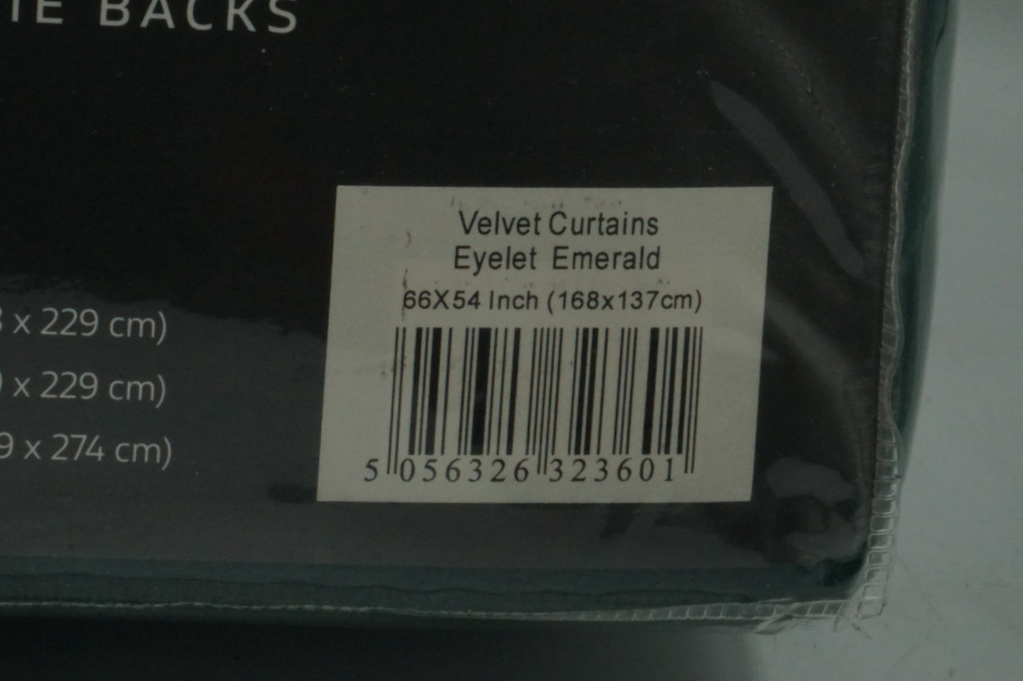 unbranded eyelet emerald velvet window curtains with 2 tie backs 66X54" (168X137CM)