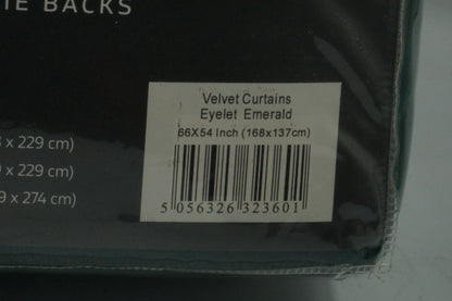 unbranded eyelet emerald velvet window curtains with 2 tie backs 66X54" (168X137CM)