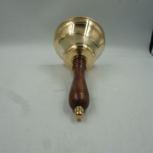 handheld brass bell with wooden handle